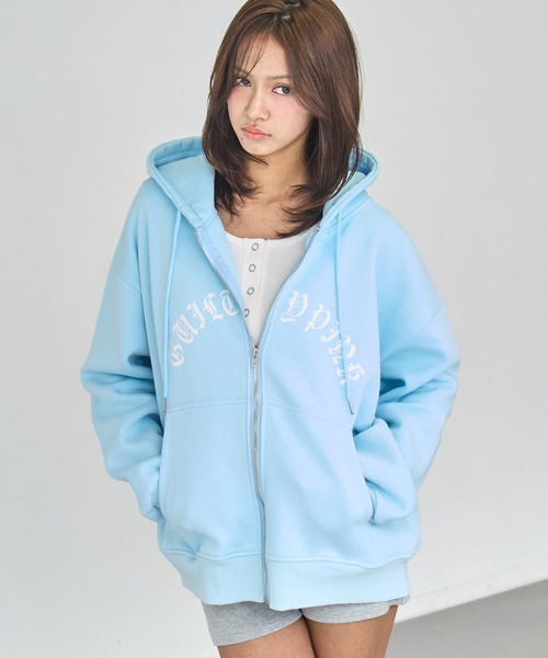 ANAP（アナップ）の「裏起毛 ウォシュ加工 オーバーサイズ ジップパーカー（パーカー・レディース・カーキ/クリア/ダークアッシュ・F）」の13枚目の写真