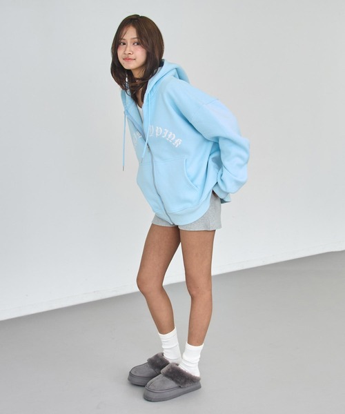 ANAP（アナップ）の「裏起毛 ウォシュ加工 オーバーサイズ ジップパーカー（パーカー・レディース・カーキ/クリア/ダークアッシュ・F）」の17枚目の写真