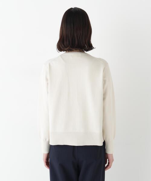 human woman(ヒューマンウーマン)の「◆オーガニックコットン混プレーティング前立フリルプルオーバー(ニット/セーター・レディース・ネイビー/ホワイト系その他・MEDIUM)」の8枚目の写真
