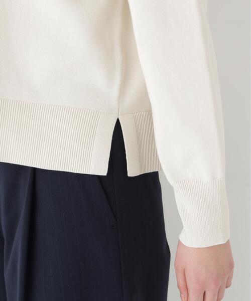 human woman(ヒューマンウーマン)の「◆オーガニックコットン混プレーティング前立フリルプルオーバー(ニット/セーター・レディース・ネイビー/ホワイト系その他・MEDIUM)」の11枚目の写真