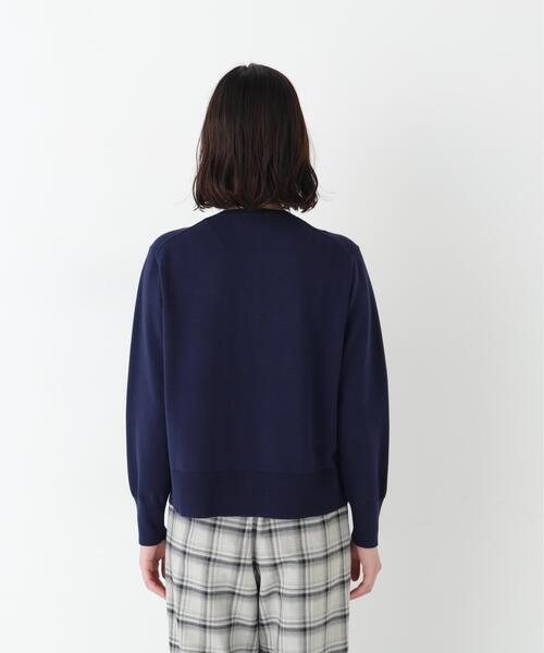 human woman(ヒューマンウーマン)の「◆オーガニックコットン混プレーティング前立フリルプルオーバー(ニット/セーター・レディース・ネイビー/ホワイト系その他・MEDIUM)」の16枚目の写真