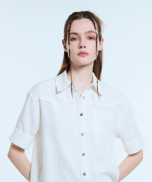 LARTIGENT(ラーティゼン)の「L11 LINEN HALF SHIRT(WHITE)(シャツ/ブラウス・レディース・その他・FREE)」の3枚目の写真