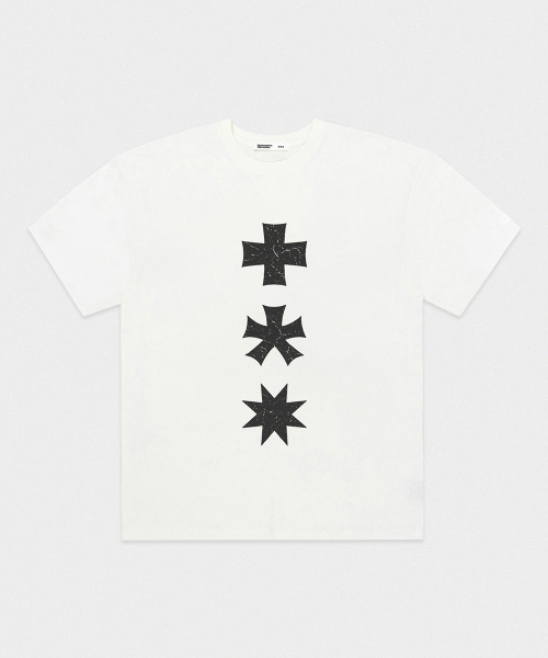 mydeepbluememories(マイディープブルーメモリーズ)の「MM THREE LOGO T-SHIRTS (BLACK)(Tシャツ/カットソー・レディース・ブラック・FREE)」の2枚目の写真