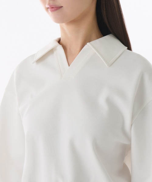 MUSINSA STANDARD WOMAN（ムシンサスタンダードウーマン）の「ウィメンズダブルニットカラー スウェットシャツ [クリーム]（スウェット・レディース・その他・SMALL/MEDIUM/LARGE/X-SMALL）」の3枚目の写真