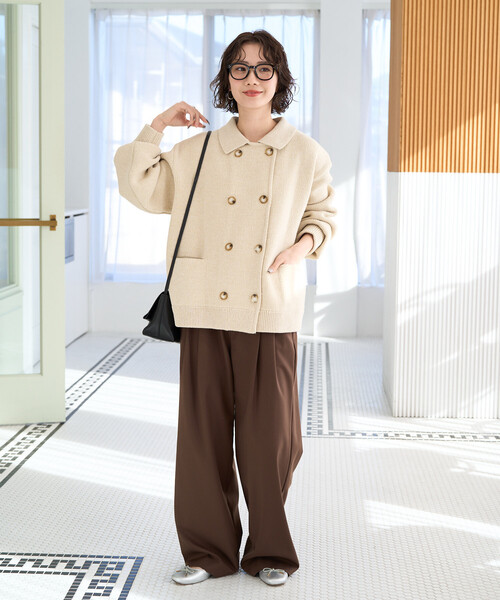 FREAK'S STORE(フリークスストア)の「限定展開 ニット ダブル ボタン ジャケット(ニット/セーター・レディース・ネイビー/ナチュラル/グレー・フリ-)」の6枚目の写真