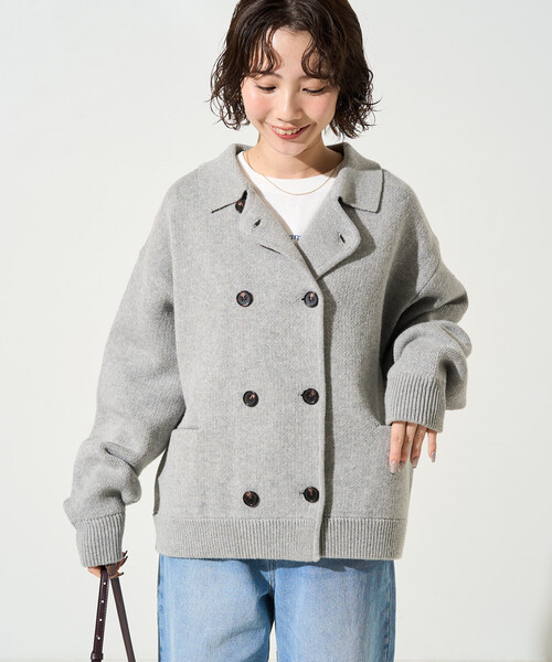 FREAK'S STORE(フリークスストア)の「限定展開 ニット ダブル ボタン ジャケット(ニット/セーター・レディース・ネイビー/ナチュラル/グレー・フリ-)」の21枚目の写真