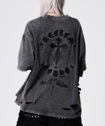 REFLEM（レフレム）の「『REFLEM/レフレム』クロス刺繍ダメージTシャツ/ハーフスリーブカットソー（Tシャツ/カットソー）」