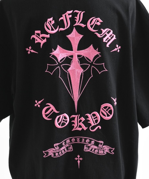REFLEM（レフレム）の「『REFLEM/レフレム』クロス刺繍ダメージTシャツ/ハーフスリーブカットソー（Tシャツ/カットソー・レディース・ブラック×ホワイト/グレー/ブラック×ピンク/ホワイト×ブラック・FREE）」の11枚目の写真