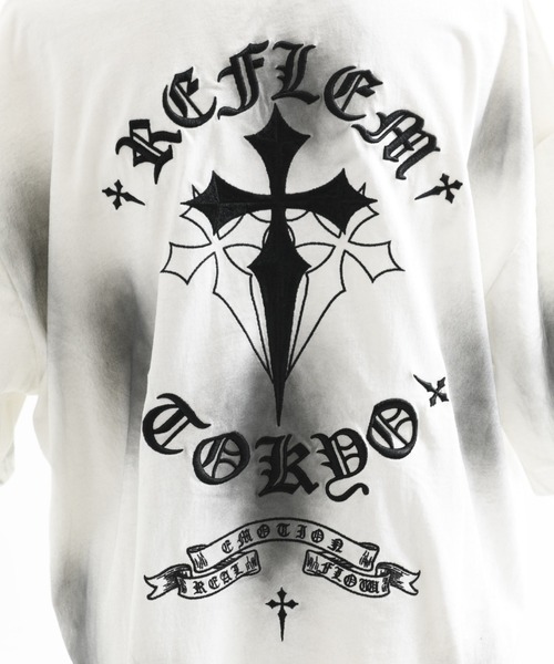 REFLEM（レフレム）の「『REFLEM/レフレム』クロス刺繍ダメージTシャツ/ハーフスリーブカットソー（Tシャツ/カットソー・レディース・ブラック×ホワイト/グレー/ブラック×ピンク/ホワイト×ブラック・FREE）」の15枚目の写真