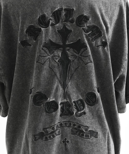 REFLEM（レフレム）の「『REFLEM/レフレム』クロス刺繍ダメージTシャツ/ハーフスリーブカットソー（Tシャツ/カットソー・レディース・ブラック×ホワイト/グレー/ブラック×ピンク/ホワイト×ブラック・FREE）」の7枚目の写真