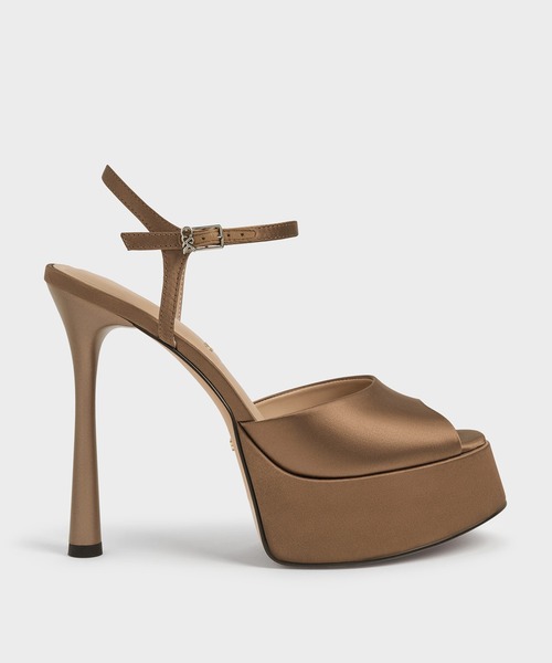 CHARLES & KEITH(チャールズ & キース)の「Francesca フランチェスカ ピープトゥ プラットフォームヒール(サンダル・レディース・ブラウン/ブラック系その他2/オートミール/アイボリー/ブラック系その他6・24.5cm/23.5cm/23cm/22.5cm)」の1枚目の写真