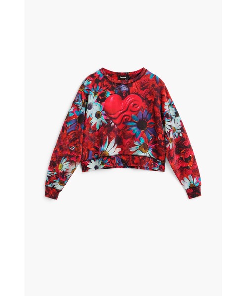 Desigual(デシグアル)の「フラワーハートスウェットシャツ(スウェット・レディース・ブラック・L/XL/XS/M/S)」の1枚目の写真