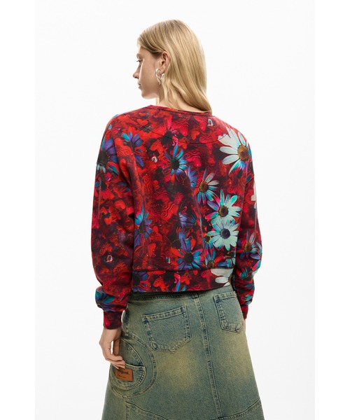 Desigual(デシグアル)の「フラワーハートスウェットシャツ(スウェット・レディース・ブラック・L/XL/XS/M/S)」の2枚目の写真