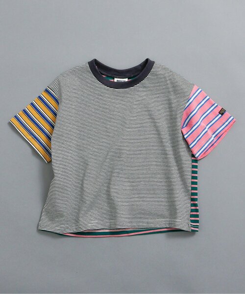 BREEZE（ブリーズ）の「【WEB限定】ボーダー&無地ベーシック半袖Tシャツ（Tシャツ/カットソー・キッズ・ベージュ/チャコール/その他11/イエロー/グリーン/ピンク/ワインレッド/その他13/ブラック/サックスブルー/オフホワイト/ターコイズブルー/その他12・90/100/110/120/130/140/150/160）」の11枚目の写真