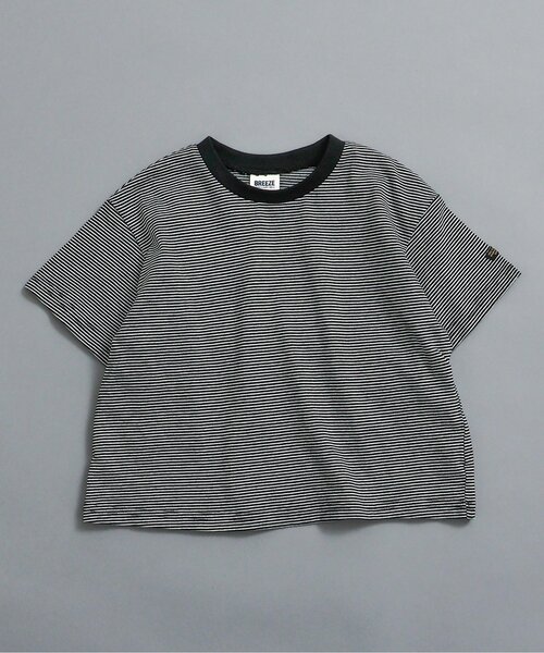 BREEZE（ブリーズ）の「【WEB限定】ボーダー&無地ベーシック半袖Tシャツ（Tシャツ/カットソー・キッズ・ベージュ/チャコール/その他11/イエロー/グリーン/ピンク/ワインレッド/その他13/ブラック/サックスブルー/オフホワイト/ターコイズブルー/その他12・90/100/110/120/130/140/150/160）」の4枚目の写真