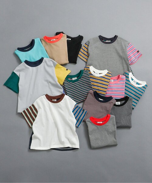 BREEZE（ブリーズ）の「【WEB限定】ボーダー&無地ベーシック半袖Tシャツ（Tシャツ/カットソー・キッズ・ベージュ/チャコール/その他11/イエロー/グリーン/ピンク/ワインレッド/その他13/ブラック/サックスブルー/オフホワイト/ターコイズブルー/その他12・90/100/110/120/130/140/150/160）」の18枚目の写真