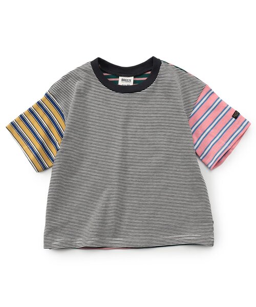 BREEZE（ブリーズ）の「【WEB限定】ボーダー&無地ベーシック半袖Tシャツ（Tシャツ/カットソー・キッズ・ベージュ/チャコール/その他11/イエロー/グリーン/ピンク/ワインレッド/その他13/ブラック/サックスブルー/オフホワイト/ターコイズブルー/その他12・90/100/110/120/130/140/150/160）」の20枚目の写真