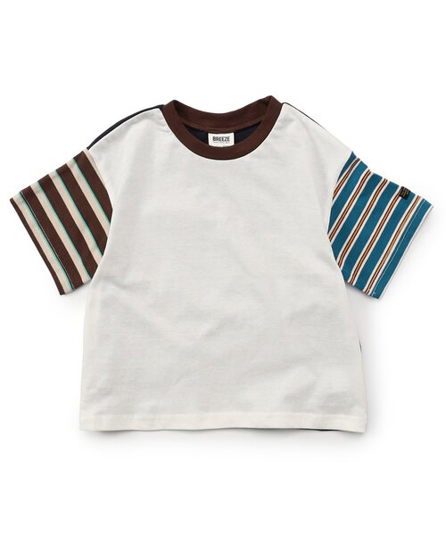 BREEZE（ブリーズ）の「【WEB限定】ボーダー&無地ベーシック半袖Tシャツ（Tシャツ/カットソー・キッズ・ベージュ/チャコール/その他11/イエロー/グリーン/ピンク/ワインレッド/その他13/ブラック/サックスブルー/オフホワイト/ターコイズブルー/その他12・90/100/110/120/130/140/150/160）」の21枚目の写真