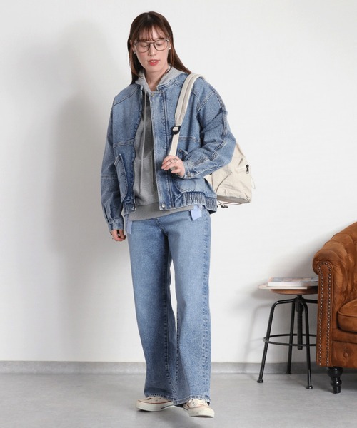 cepo（セポ）の「シャツ生地切り替え 裏毛スウェットパーカー（ポロシャツ・レディース・グレー/オフホワイト・M）」の20枚目の写真