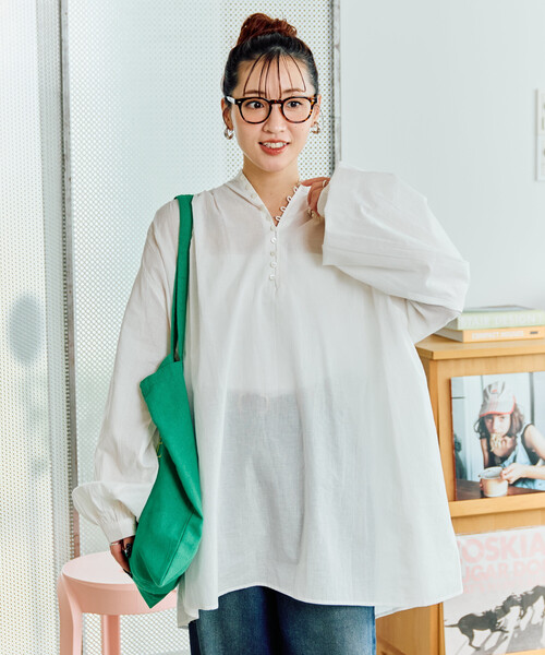 FREAK'S STORE（フリークスストア）の「限定展開　インド ボリューム ボタン ブラウス（シャツ/ブラウス・レディース・ブルー/オフホワイト/ブラック/モカ/ライトグリーン/コーラルピンク・ﾌﾘ-）」の20枚目の写真