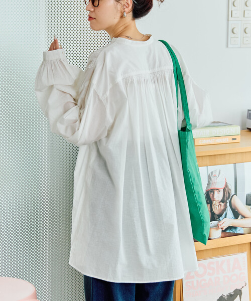 FREAK'S STORE（フリークスストア）の「限定展開　インド ボリューム ボタン ブラウス（シャツ/ブラウス・レディース・ブルー/オフホワイト/ブラック/モカ/ライトグリーン/コーラルピンク・ﾌﾘ-）」の22枚目の写真