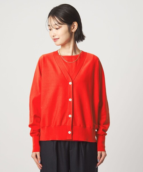 green label relaxing(グリーンレーベルリラクシング)の「HIYOKE Vネック ニット カーディガン マシンウォッシャブル 接触冷感 UVカット 遮熱(カーディガン/ボレロ・レディース・ホワイト/ダークブラウン/レッド/ネイビー・FREE)」の19枚目の写真