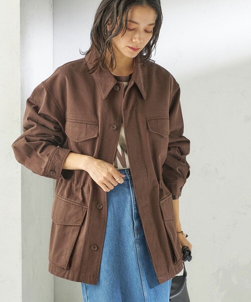 SHIPS（シップス）の「NINE CASE:〈洗濯機可能〉ミリタリー シャツ ジャケット（その他アウター・レディース・ベージュ/ブラウン・ONE SIZE）」の2枚目の写真
