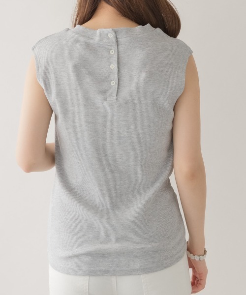 aity（アイティ）の「M-5L Vネックノースリーブ リブカットソー 夏服（Tシャツ/カットソー・レディース・ベージュ/オフホワイト/ブラック/カーキ/杢グレー・4L～5L/LL～3L/M～Ｌ）」の15枚目の写真