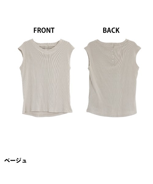aity（アイティ）の「M-5L Vネックノースリーブ リブカットソー 夏服（Tシャツ/カットソー・レディース・ベージュ/オフホワイト/ブラック/カーキ/杢グレー・4L～5L/LL～3L/M～Ｌ）」の8枚目の写真