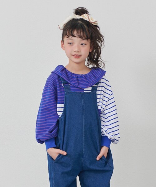 CIAOPANIC TYPY(チャオパニックティピー)の「【KIDS】《ジュニアサイズあり》リメイク風フリルボーダートップス(Tシャツ/カットソー・キッズ・レッド/ベージュ/ブルー・110/130/150)」の13枚目の写真