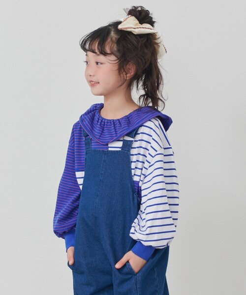 CIAOPANIC TYPY(チャオパニックティピー)の「【KIDS】《ジュニアサイズあり》リメイク風フリルボーダートップス(Tシャツ/カットソー・キッズ・レッド/ベージュ/ブルー・110/130/150)」の14枚目の写真