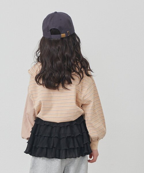 CIAOPANIC TYPY(チャオパニックティピー)の「【KIDS】《ジュニアサイズあり》リメイク風フリルボーダートップス(Tシャツ/カットソー・キッズ・レッド/ベージュ/ブルー・110/130/150)」の17枚目の写真