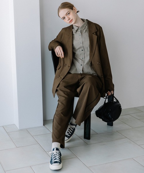 POU DOU DOU（プードゥドゥ）の「ダブルブレストテーラードジャケット（テーラードジャケット・レディース・ネイビー/ダークブラウン/ライトグレー・3）」の7枚目の写真