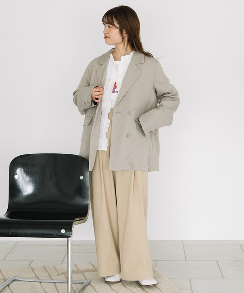POU DOU DOU（プードゥドゥ）の「ダブルブレストテーラードジャケット（テーラードジャケット・レディース・ネイビー/ダークブラウン/ライトグレー・3）」の10枚目の写真