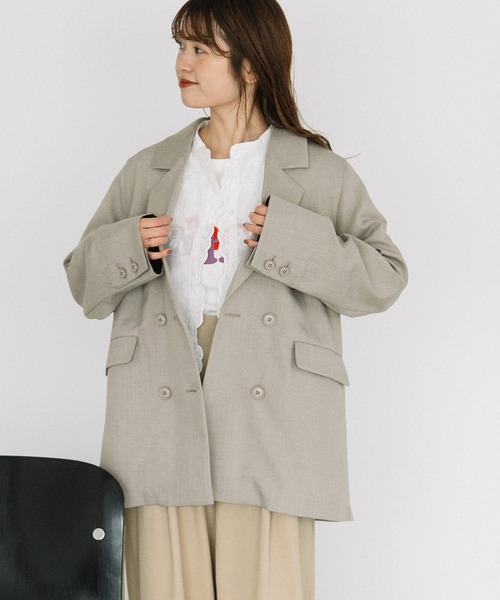 POU DOU DOU（プードゥドゥ）の「ダブルブレストテーラードジャケット（テーラードジャケット・レディース・ネイビー/ダークブラウン/ライトグレー・3）」の11枚目の写真