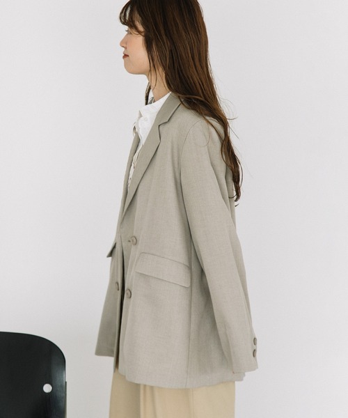 POU DOU DOU（プードゥドゥ）の「ダブルブレストテーラードジャケット（テーラードジャケット・レディース・ネイビー/ダークブラウン/ライトグレー・3）」の12枚目の写真