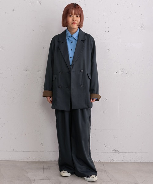 POU DOU DOU（プードゥドゥ）の「ダブルブレストテーラードジャケット（テーラードジャケット・レディース・ネイビー/ダークブラウン/ライトグレー・3）」の13枚目の写真