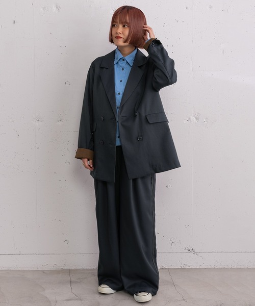 POU DOU DOU（プードゥドゥ）の「ダブルブレストテーラードジャケット（テーラードジャケット・レディース・ネイビー/ダークブラウン/ライトグレー・3）」の14枚目の写真