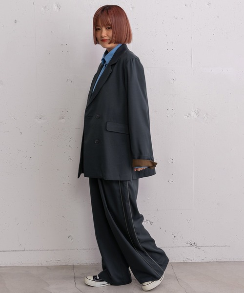 POU DOU DOU（プードゥドゥ）の「ダブルブレストテーラードジャケット（テーラードジャケット・レディース・ネイビー/ダークブラウン/ライトグレー・3）」の15枚目の写真