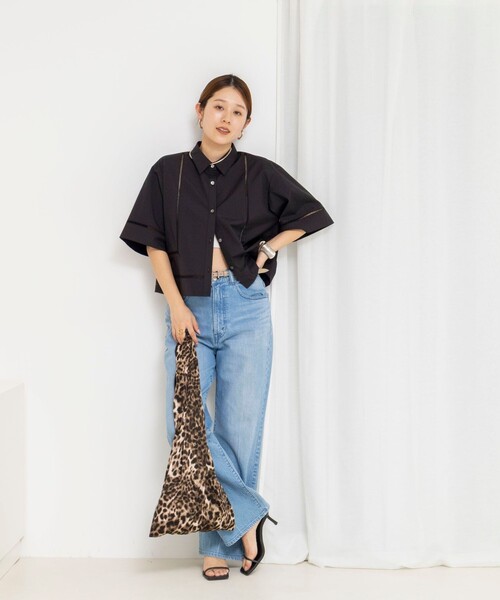 NOLLEY’S(ノーリーズ)の「ウォッシャブルはしごレース半袖ショートシャツ(シャツ/ブラウス・レディース・ホワイト/ブラック・38)」の7枚目の写真