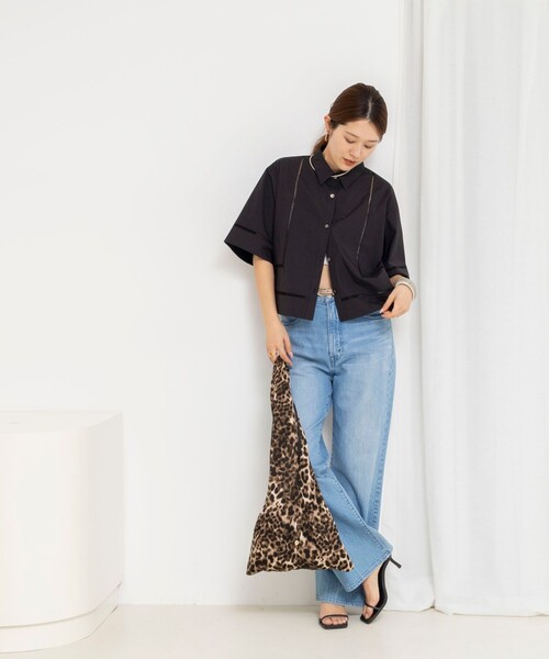 NOLLEY’S(ノーリーズ)の「ウォッシャブルはしごレース半袖ショートシャツ(シャツ/ブラウス・レディース・ホワイト/ブラック・38)」の8枚目の写真