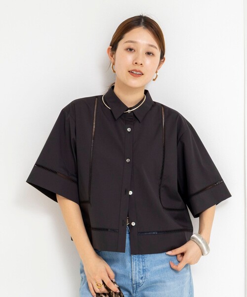 NOLLEY’S(ノーリーズ)の「ウォッシャブルはしごレース半袖ショートシャツ(シャツ/ブラウス・レディース・ホワイト/ブラック・38)」の14枚目の写真