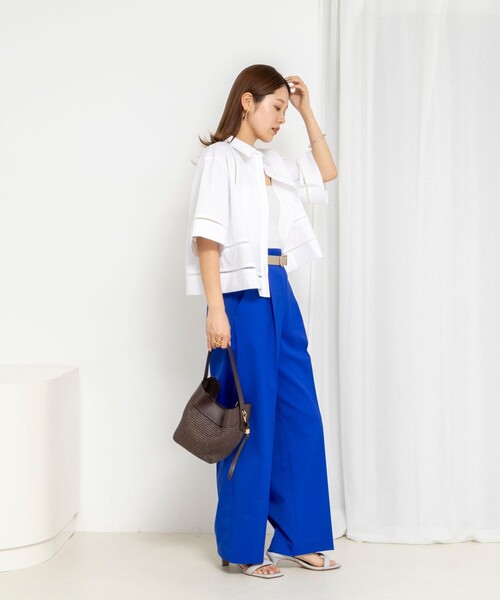 NOLLEY’S(ノーリーズ)の「ウォッシャブルはしごレース半袖ショートシャツ(シャツ/ブラウス・レディース・ホワイト/ブラック・38)」の18枚目の写真