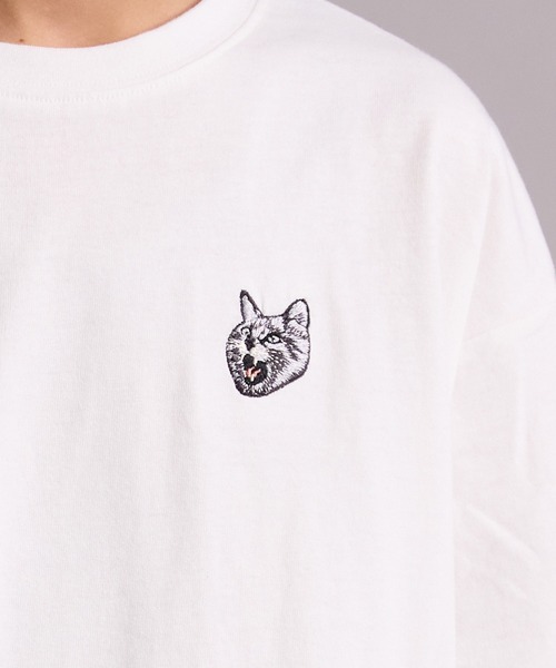 PAIRMANON STREET（ペアマノンストリート）の「【綿100%】ネコ ワンポイント刺繍 長袖 Tシャツ【PAIRMANON STREET】（Tシャツ/カットソー・キッズ・グリーン/オフホワイト/グレー/ブラック・100/110/120/130/140/150/160/90）」の20枚目の写真