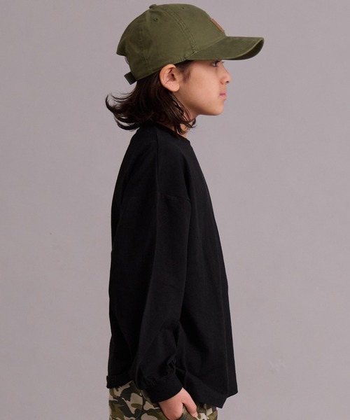 PAIRMANON STREET（ペアマノンストリート）の「【綿100%】ネコ ワンポイント刺繍 長袖 Tシャツ【PAIRMANON STREET】（Tシャツ/カットソー・キッズ・グリーン/オフホワイト/グレー/ブラック・100/110/120/130/140/150/160/90）」の8枚目の写真