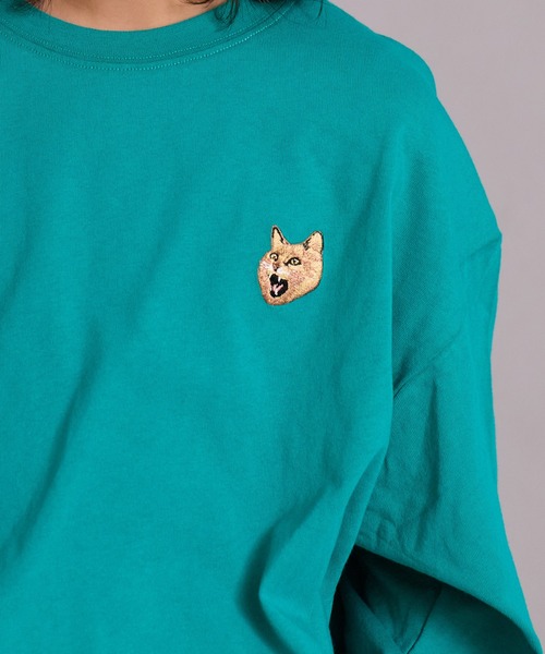 PAIRMANON STREET（ペアマノンストリート）の「【綿100%】ネコ ワンポイント刺繍 長袖 Tシャツ【PAIRMANON STREET】（Tシャツ/カットソー・キッズ・グリーン/オフホワイト/グレー/ブラック・100/110/120/130/140/150/160/90）」の19枚目の写真