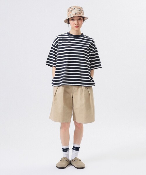 BEAMS BOY（ビームスボーイ）の「【別注】Gramicci / ツイル 2プリーツ ショーツ（その他パンツ・レディース・ネイビー/ベージュ・ONE SIZE）」の3枚目の写真