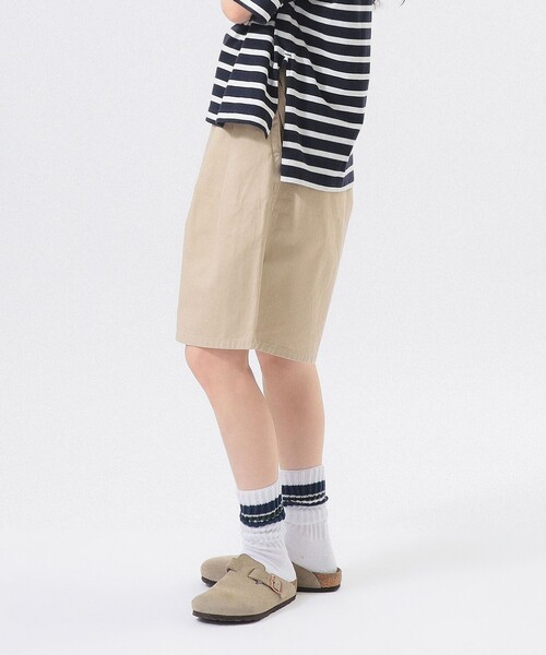 BEAMS BOY（ビームスボーイ）の「【別注】Gramicci / ツイル 2プリーツ ショーツ（その他パンツ・レディース・ネイビー/ベージュ・ONE SIZE）」の6枚目の写真