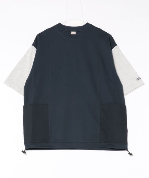 Purple&Yellow(パープルアンドイエロー)の「布帛ポケットプルオーバー(Tシャツ/カットソー・メンズ・オートミール/ネイビー・MEDIUM/SMALL)」の1枚目の写真