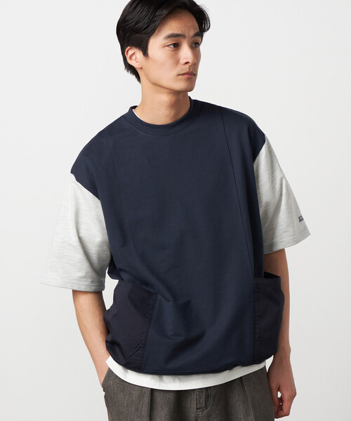 Purple&Yellow(パープルアンドイエロー)の「布帛 ポケットプルオーバー(Tシャツ/カットソー・メンズ・オートミール/ネイビー/ブラック・MEDIUM/SMALL/LARGE)」の19枚目の写真